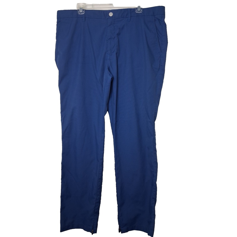 Bonobos Golf Pants Blue Straight Fit Micro Houndstooth Zip Ankles Size 40 X 34